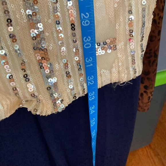 As You Wish Dress Womens Sz L Cream Beige Mini Sequins Sleeveless‎ Lined - Picture 8 of 10